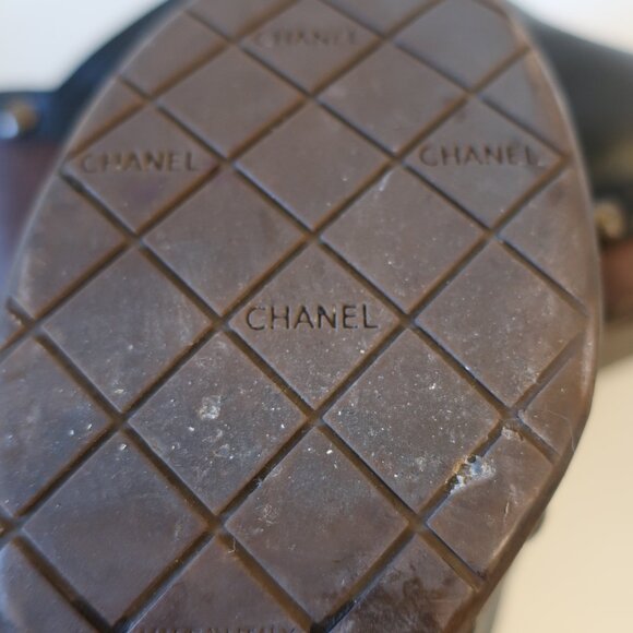 Womens Chanel Black Leather Wood Heel Studded Platform Mules Clogs 38.5 US/8 - Picture 8 of 16